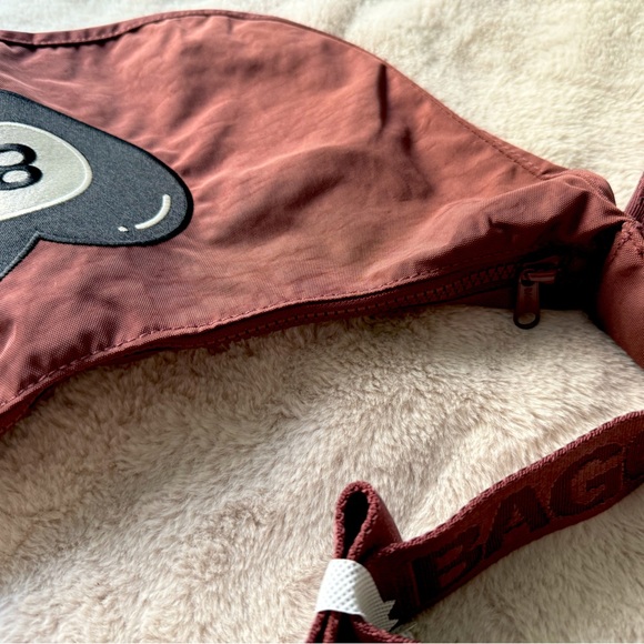 NWT BAGGU Lucky 8 Embroidered 8 Ball Medium Nylon Crescent Bag Wine Mahogany - Picture 14 of 16
